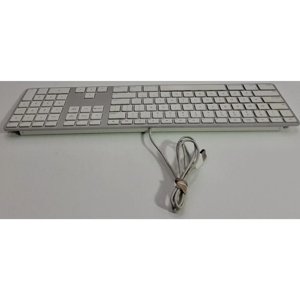 Apple A1243 Wired USB Aluminum Keyboard w/ Numeric Keypad, Enhanced Keys Tested